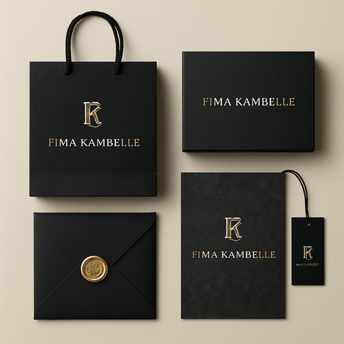 Create me sophisticated unique high end  packaging materials and others for my brand FIMA KAMBELLE one of its kind and first in the world 4 different styles 