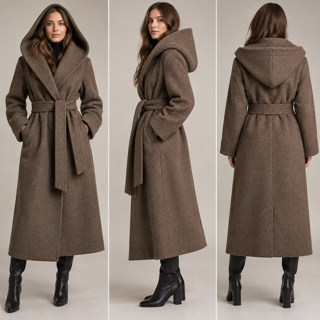 A Female Dress design, suitable for Fall. Izveido fotoreālistisku, elegantu un modernu sieviešu garā mēteļa dizainu no augstas kvalitātes, bieza, mīksta un silta vilnas auduma.
Mētelim jābūt:
- Garam, aptuveni līdz ikru vidum vai potītēm.
- Ar lielu, skaistu un dziļu kapuci, kas eleganti krīt ap galvu un pleciem.
- Ar platu, pieskaņotu vilnas auduma jostu, kas sasienama viduklī un izceļ sievišķīgu siluetu.
- Ar brīvu, nedaudz oversized piegriezumu, bet elegantu un izsmalcinātu formu.
- Ar garām piedurknēm, skaistām sānu kabatām un kvalitatīvām šuvēm.
- No blīva, strukturēta vilnas auduma ar redzamu, dabisku vilnas tekstūru.
Dizainam jābūt minimālistiskam, greznam, mūsdienīgam un piemērotam premium klases sieviešu modes kolekcijai.
Parādi mēteli uz sievietes modeles pilnā augumā, lai skaidri redzams mēteļa garums, kapuce, josta, auduma tekstūra un kopējais siluets.
Izveido augstas kvalitātes modes kataloga fotogrāfiju ar dabisku apgaismojumu un neitrālu fonu. Mētelim jāizskatās kā reālam, profesionāli uzšūtam apģērbam, nevis fantāzijas tērpam.. LV fashion aesthetics. Present it as professional fashion catalogue photography: the garment is the subject, shown full-length with editorial styling, neutral posing and tasteful, non-suggestive framing.
photorealistic fashion design, A Female Dress design, suitable for Fall. Izveido fotoreālistisku, elegantu un modernu sieviešu garā mēteļa dizainu no augstas kvalitātes, bieza, mīksta un silta vilnas auduma.
Mētelim jābūt:
- Garam, aptuveni līdz ikru vidum vai potītēm.
- Ar lielu, skaistu un dziļu kapuci, kas eleganti krīt ap galvu un pleciem.
- Ar platu, pieskaņotu vilnas auduma jostu, kas sasienama viduklī un izceļ sievišķīgu siluetu.
- Ar brīvu, nedaudz oversized piegriezumu, bet elegantu un izsmalcinātu formu.
- Ar garām piedurknēm, skaistām sānu kabatām un kvalitatīvām šuvēm.
- No blīva, strukturēta vilnas auduma ar redzamu, dabisku vilnas tekstūru.
Dizainam jābūt minimālistiskam, greznam, mūsdienīgam un piemērotam premium klases sieviešu modes kolekcijai.
Parādi mēteli uz sievietes modeles pilnā augumā, lai skaidri redzams mēteļa garums, kapuce, josta, auduma tekstūra un kopējais siluets.
Izveido augstas kvalitātes modes kataloga fotogrāfiju ar dabisku apgaismojumu un neitrālu fonu. Mētelim jāizskatās kā reālam, profesionāli uzšūtam apģērbam, nevis fantāzijas tērpam.. LV fashion aesthetics. Present it as professional fashion catalogue photography: the garment is the subject, shown full-length with editorial styling, neutral posing and tasteful, non-suggestive framing., just the design no text