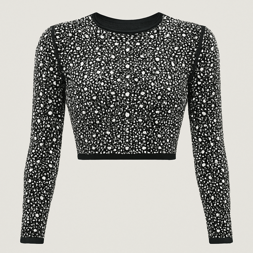Long sleeve rhinestone crop top
Long sleeve rhinestone crop top