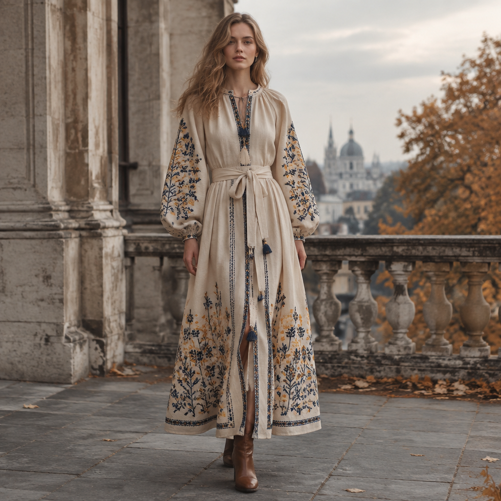A Dress design. Ukraine fashion aesthetics. Current season is Autumn in Ukraine. Present it as professional fashion catalogue photography: the garment is the subject, shown full-length with editorial styling, neutral posing and tasteful, non-suggestive framing.
photorealistic fashion design, A Dress design. Ukraine fashion aesthetics. Current season is Autumn in Ukraine. Present it as professional fashion catalogue photography: the garment is the subject, shown full-length with editorial styling, neutral posing and tasteful, non-suggestive framing., just the design no text