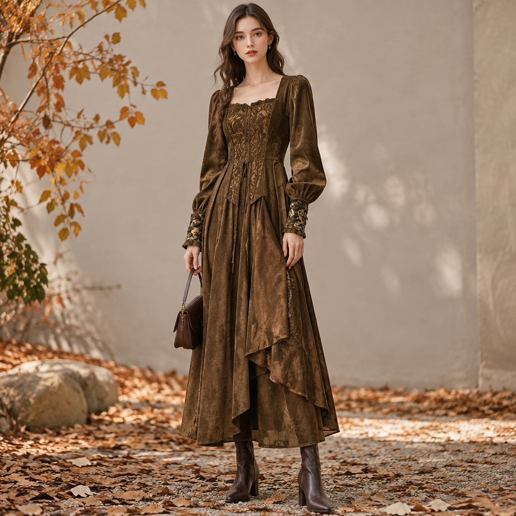 A Female Dress design, suitable for Fall. LY fashion aesthetics. Current season is Autumn in LY. Present it as professional fashion catalogue photography: the garment is the subject, shown full-length with editorial styling, neutral posing and tasteful, non-suggestive framing.
photorealistic fashion design, A Female Dress design, suitable for Fall. LY fashion aesthetics. Current season is Autumn in LY. Present it as professional fashion catalogue photography: the garment is the subject, shown full-length with editorial styling, neutral posing and tasteful, non-suggestive framing., just the design no text