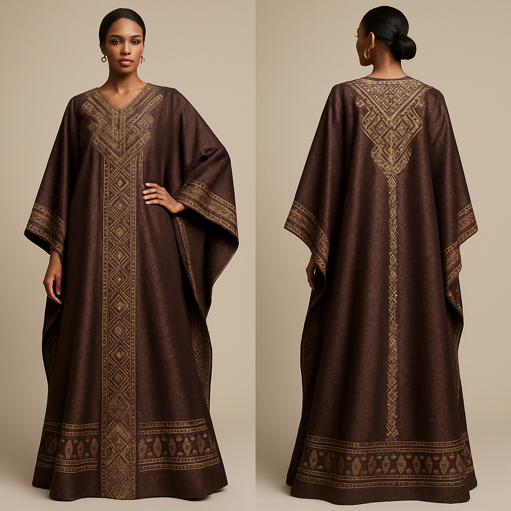 Create a shadda boubou for women that's the first of its kind, unique, classy, and sophisticated in design.
Create a shadda boubou for women that's the first of its kind, unique, classy, and sophisticated in design., show front and back
