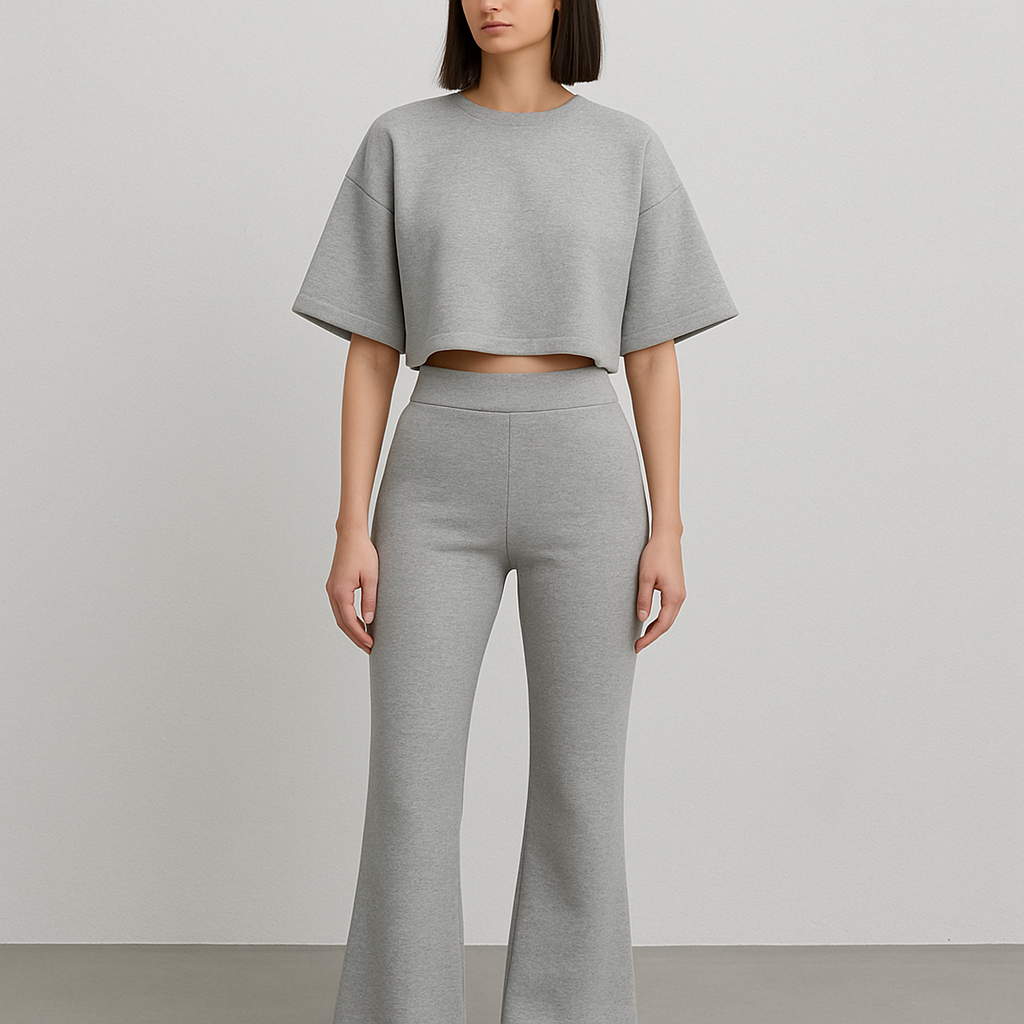 Flared sweats with grey cropped oversized short sleeve top 


Show head to toe

Flared sweats with grey cropped oversized short sleeve top 


Show head to toe