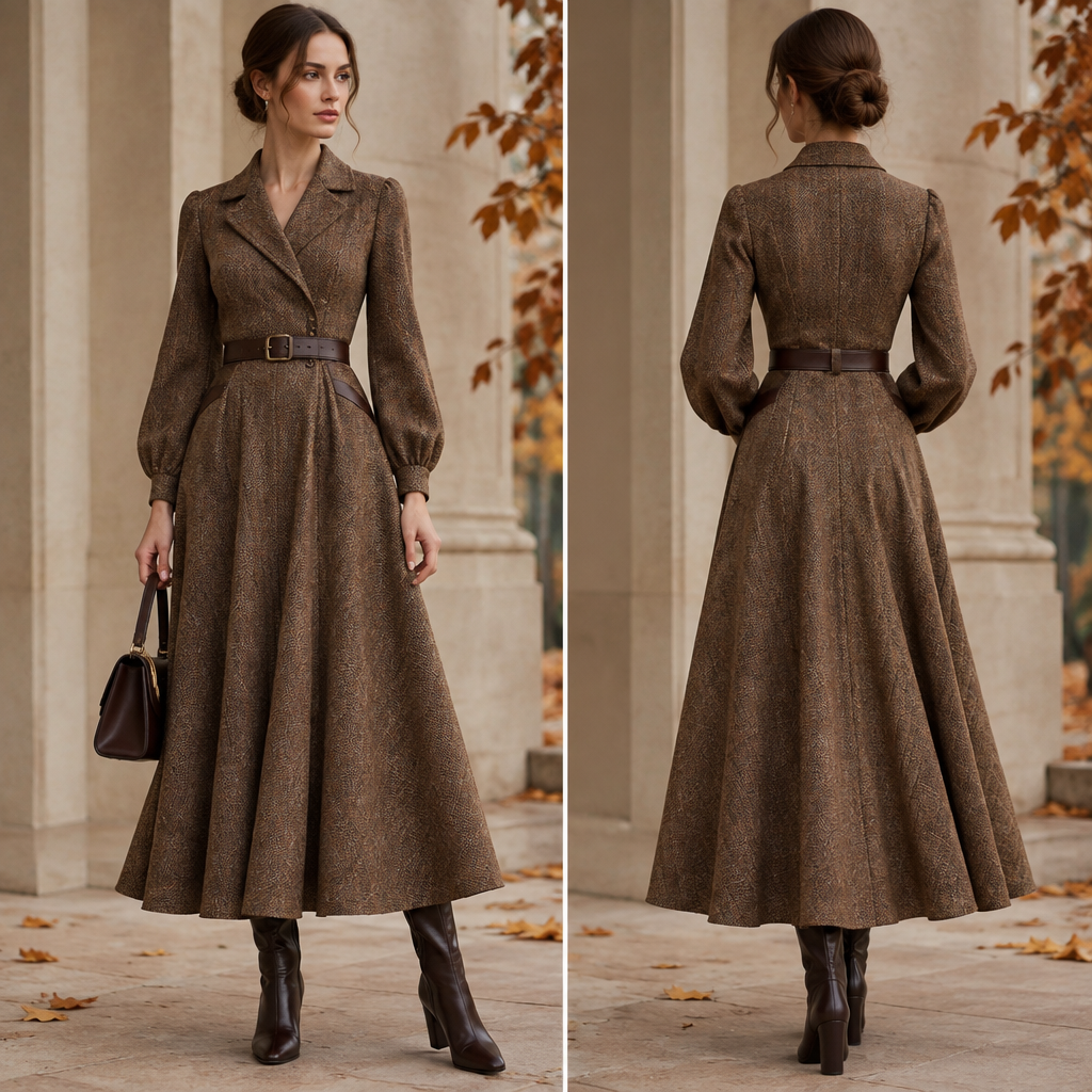 A Female Dress design, suitable for Fall. IQ fashion aesthetics. Current season is Autumn in IQ. Present it as professional fashion catalogue photography: the garment is the subject, shown full-length with editorial styling, neutral posing and tasteful, non-suggestive framing.
photorealistic fashion design, A Female Dress design, suitable for Fall. IQ fashion aesthetics. Current season is Autumn in IQ. Present it as professional fashion catalogue photography: the garment is the subject, shown full-length with editorial styling, neutral posing and tasteful, non-suggestive framing., just the design no text