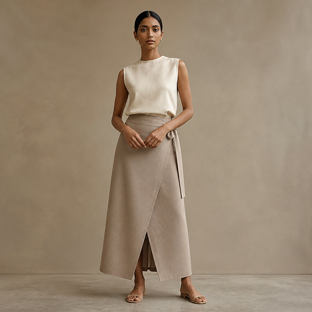 A Female Skirt design, in Minimalist style. sex. Sri Lanka fashion aesthetics. Present it as professional fashion catalogue photography: the garment is the subject, shown full-length with editorial styling, neutral posing and tasteful, non-suggestive framing.
photorealistic fashion design, A Female Skirt design, in Minimalist style. sex. Sri Lanka fashion aesthetics. Present it as professional fashion catalogue photography: the garment is the subject, shown full-length with editorial styling, neutral posing and tasteful, non-suggestive framing., minimalist style, just the design no text