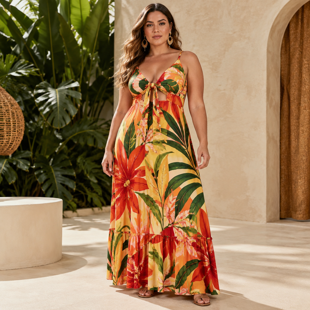 A Female Dress design, suitable for Spring. Consider Brazilian fashion — bold colors, body-positive, beachwear influence, tropical prints, carnival vibrancy. Current season is Spring in Brazil. Present it as professional fashion catalogue photography: the garment is the subject, shown full-length with editorial styling, neutral posing and tasteful, non-suggestive framing.
photorealistic fashion design, A Female Dress design, suitable for Spring. Consider Brazilian fashion — bold colors, body-positive, beachwear influence, tropical prints, carnival vibrancy. Current season is Spring in Brazil. Present it as professional fashion catalogue photography: the garment is the subject, shown full-length with editorial styling, neutral posing and tasteful, non-suggestive framing., just the design no text