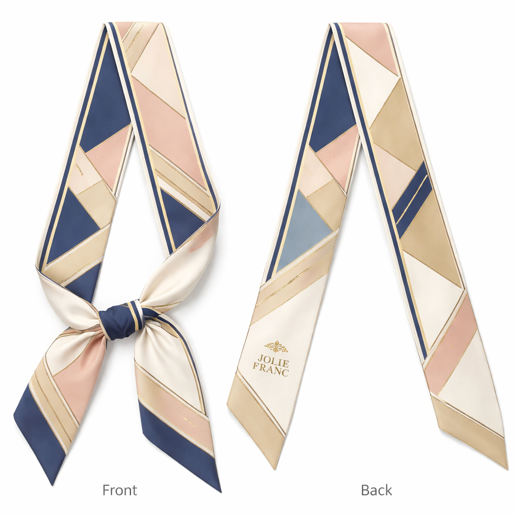 Design me a silk scarf that is 5x 86cm to be wrapped on the top handle of a handbag. It need to be iconic for my brand Jolie Franc. It would be classic geometric and tailored
More simple and more iconic . It needs to be Jolie Francs identifiable signature look no chains. Try to create a feminine Ralph Lauren look. Softer and slightly sporty
Design me a silk scarf that is 5x 86cm to be wrapped on the top handle of a handbag. It need to be iconic for my brand Jolie Franc. It would be classic geometric and tailored
More simple and more iconic . It needs to be Jolie Francs identifiable signature look no chains. Try to create a feminine Ralph Lauren look. Softer and slightly sporty, classic style, show front and back