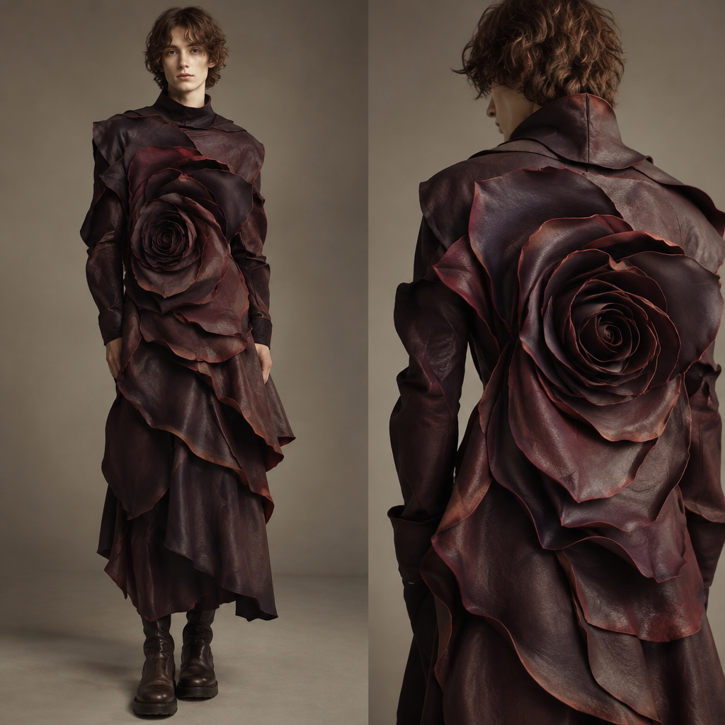 A Unisex Dress design, suitable for Fall. лазер полностью сидит как цветок розы. GE fashion aesthetics. Present it as professional fashion catalogue photography: the garment is the subject, shown full-length with editorial styling, neutral posing and tasteful, non-suggestive framing.
photorealistic fashion design, A Unisex Dress design, suitable for Fall. лазер полностью сидит как цветок розы. GE fashion aesthetics. Present it as professional fashion catalogue photography: the garment is the subject, shown full-length with editorial styling, neutral posing and tasteful, non-suggestive framing., just the design no text