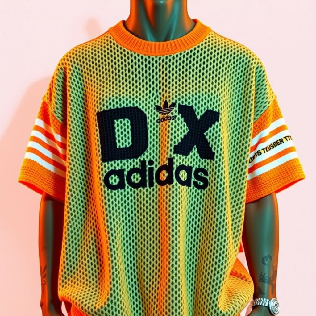 A orange and beige two toned crochet shirt, that says “DV X Adidas” on it, with 3stripes
Design a vibrant orange and beige two-toned crochet shirt capturing the essence of streetwear. Envision oversized fit with a relaxed silhouette, emblazoned boldly with “DV X Adidas” across the chest. Incorporate classic 3-stripes down the sleeves for an athletic vibe, and add unique graffiti-inspired accents for an urban twist.
