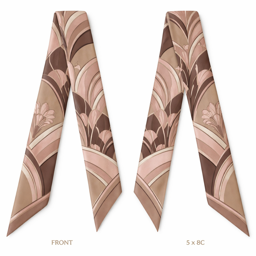 Design a silk scarf that is 5 x 86cm that wraps around a handle of a handbag
The scarf is for the 2026 world cup and will be worn in the host city of Kansas City, MO. Design something with no logo or words but is simple feminine and soft and a touch of art deco in • Warm taupe
• Dusty blush (very muted)
• Deep espresso
Design a silk scarf that is 5 x 86cm that wraps around a handle of a handbag
The scarf is for the 2026 world cup and will be worn in the host city of Kansas City, MO. Design something with no logo or words but is simple feminine and soft and a touch of art deco in • Warm taupe
• Dusty blush (very muted)
• Deep espresso
, classic style, show front and back