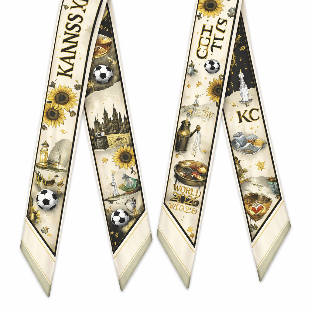 Design a 5cm x 86cm silk twilly scarf inspired by Kansas City, Missouri as a FIFA World Cup 2026 host city.
It needs to be the colors of Jo Malone
Design a 5cm x 86cm silk twilly scarf inspired by Kansas City, Missouri as a FIFA World Cup 2026 host city.
It needs to be the colors of Jo Malone
, show front and back
