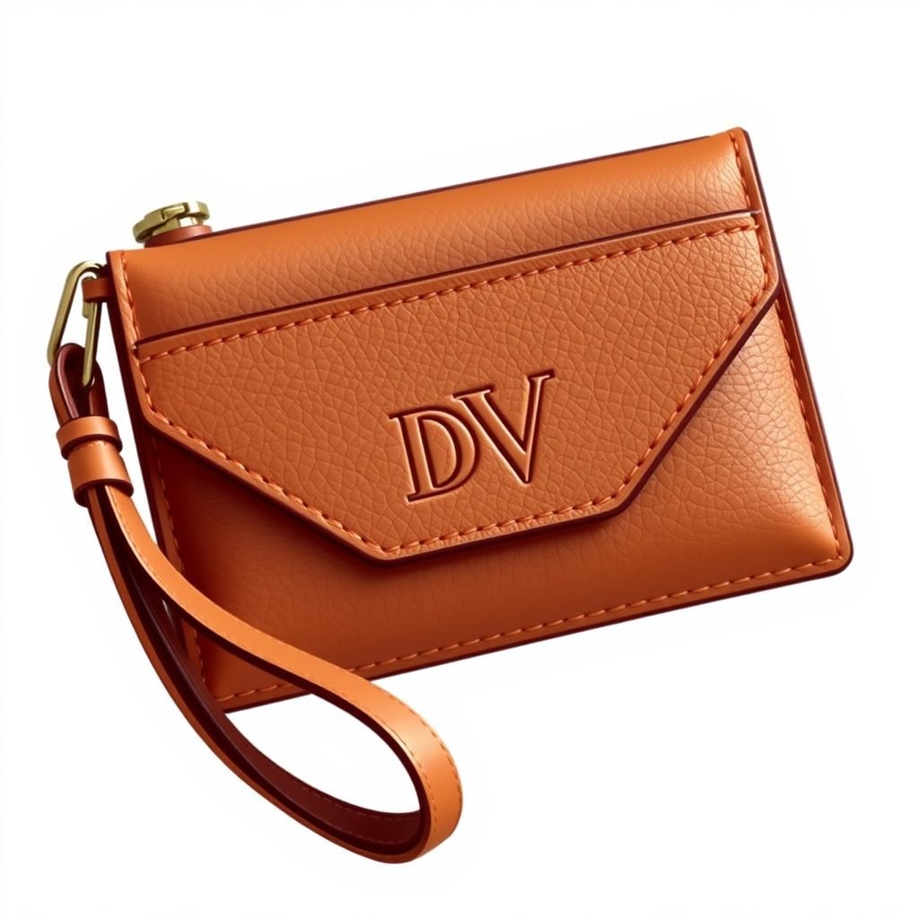 A wallet with the name “Da’Vine” on it. With DV on it
Design a casual, chic wallet named “Da’Vine,” crafted from soft, textured leather. The exterior features a minimalist DV monogram embossed subtly, complemented by stitching in a contrasting hue. The design includes an easy-access card slot and a playful wrist strap, perfect for effortless daily style, blending functionality with laid-back sophistication.