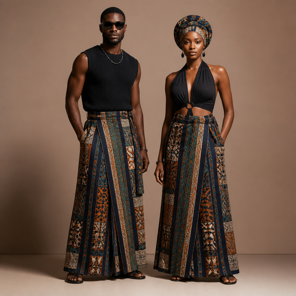 A Unisex Skirt design, suitable for Summer. Consider Nigerian fashion — Ankara prints, aso-oke, adire, agbada; vibrant patterns, head-wraps (gele), bold colors and statement pieces. Present it as professional fashion catalogue photography: the garment is the subject, shown full-length with editorial styling, neutral posing and tasteful, non-suggestive framing.
photorealistic fashion design, A Unisex Skirt design, suitable for Summer. Consider Nigerian fashion — Ankara prints, aso-oke, adire, agbada; vibrant patterns, head-wraps (gele), bold colors and statement pieces. Present it as professional fashion catalogue photography: the garment is the subject, shown full-length with editorial styling, neutral posing and tasteful, non-suggestive framing., just the design no text