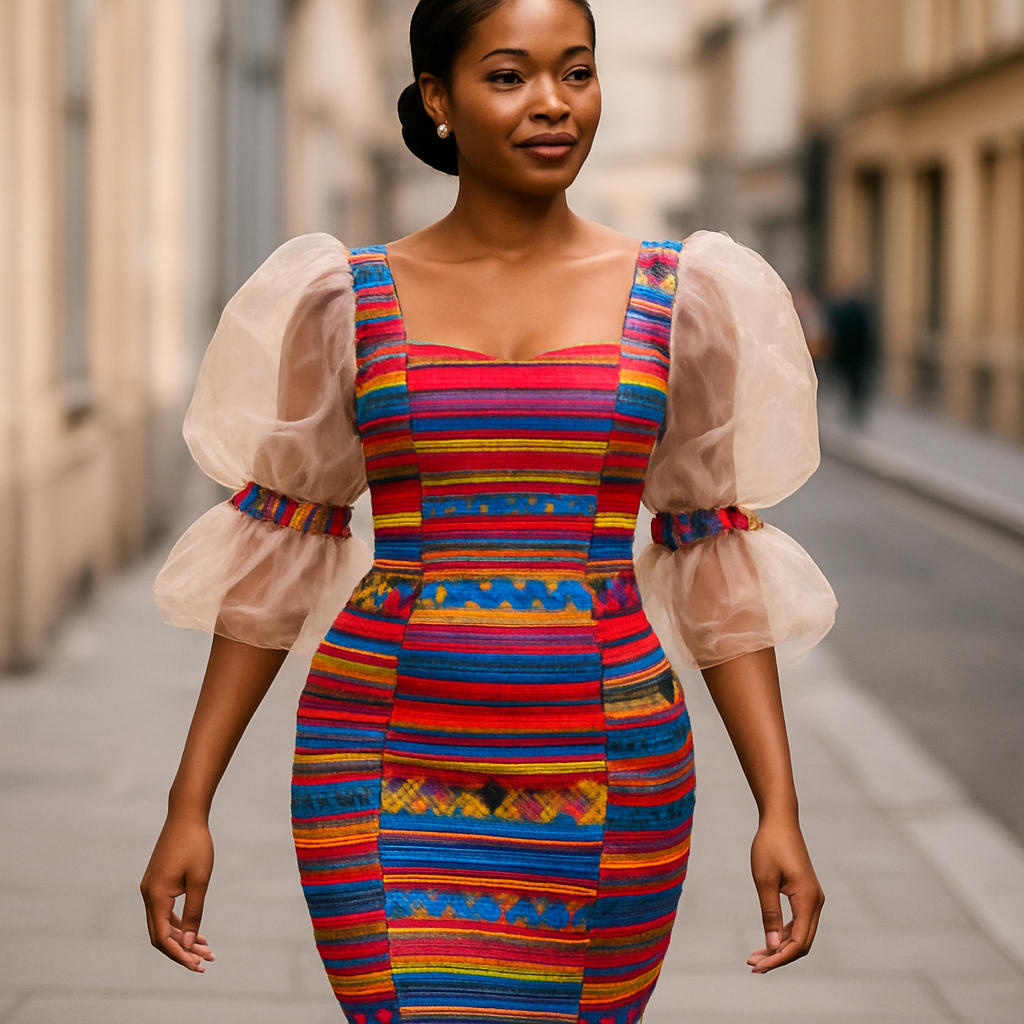 Create a colorful aso oke dress with an organza sleeves that look fabulous one of a kind and trendy on a real human brown skin tone walking down the street
Create a colorful aso oke dress with an organza sleeves that look fabulous one of a kind and trendy on a real human brown skin tone walking down the street, classic style