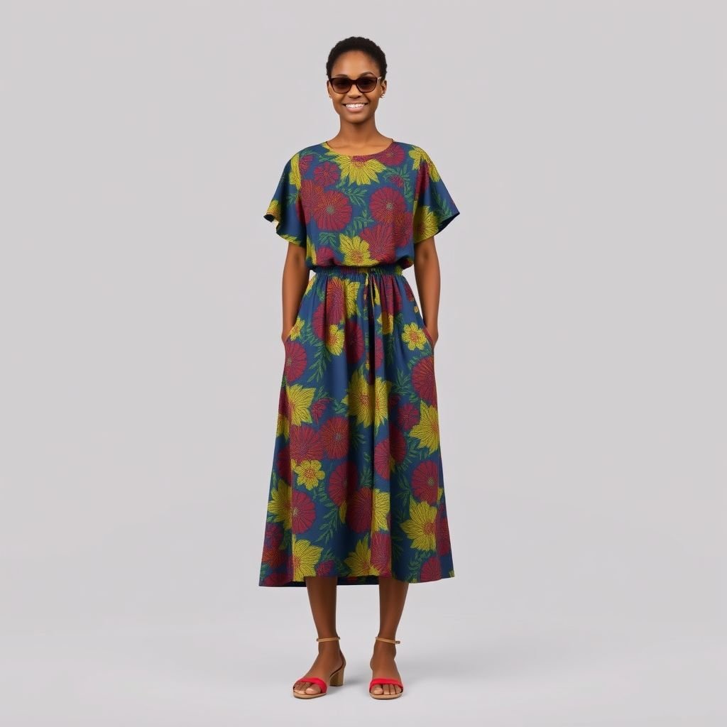 Ankara summer dress
Design a relaxed Ankara summer dress that combines vibrant print with effortless style. The dress features a loose silhouette, short flutter sleeves, and a cinched waist, perfect for warm days. Add playful pockets and a comfortable, knee-length hem, ensuring it’s both stylish and effortlessly casual for any summer outing.
