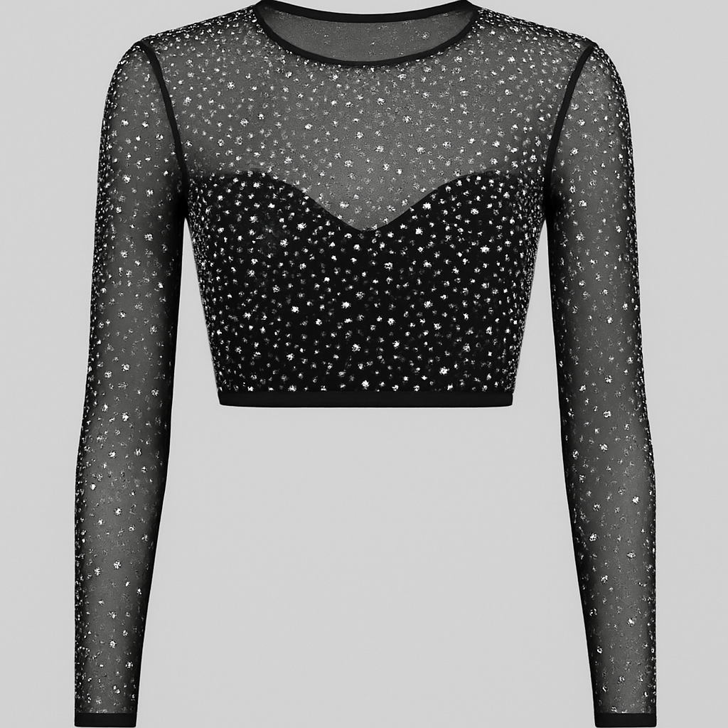 Long sleeve rhinestone crop top
Mesh material wish rhinestone on top
Long sleeve rhinestone crop top
Mesh material wish rhinestone on top