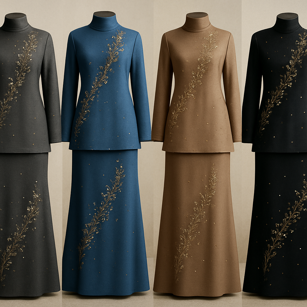 Create me modest two piece that's first in the world, using unique stone design, classy and sophisticated. Keep me 4 designs. Make them rich by adding minimal stone embroidery and stones designs.
Create me modest two piece that's first in the world, using unique stone design, classy and sophisticated. Keep me 4 designs. Make them rich by adding minimal stone embroidery and stones designs.