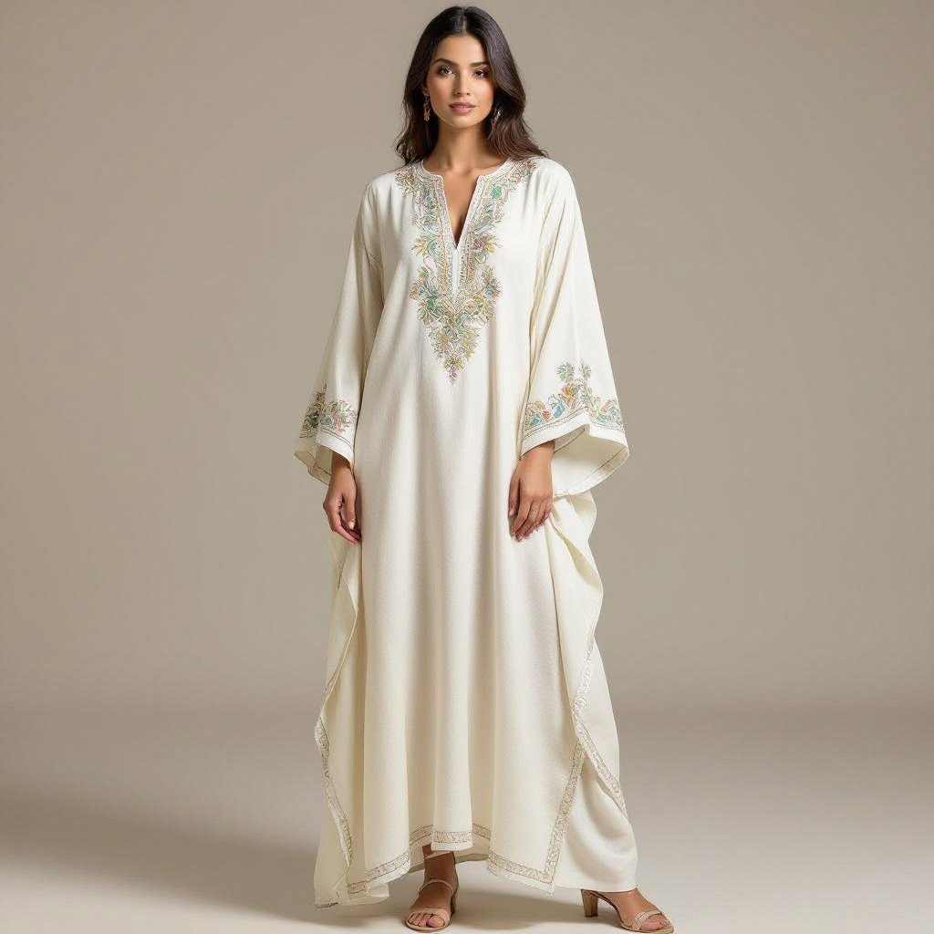 Arabic clothing , jalabeyas, cafttan
Arabic clothing, jalabeyas, and caftans in flowing silk, cotton, or linen, featuring loose drapes, wide sleeves, embroidered necklines, and relaxed silhouettes.