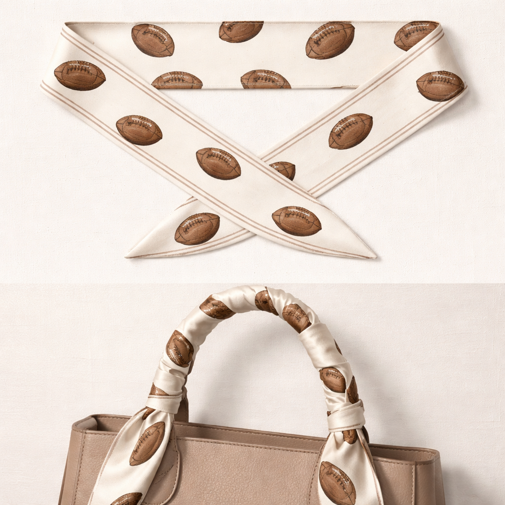 Design a silk scarf thanks 5x 86cm to be wrapped on the handle of a purse.
No logos or any school relation. Make it vintage footballs . Way more simple and tailored just football
Ivory and neural
Design a silk scarf thanks 5x 86cm to be wrapped on the handle of a purse.
No logos or any school relation. Make it vintage footballs . Way more simple and tailored just football
Ivory and neural, classic style, show front and back