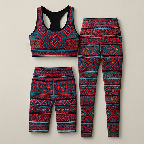 Design a 2 Piece gym set with traditional print