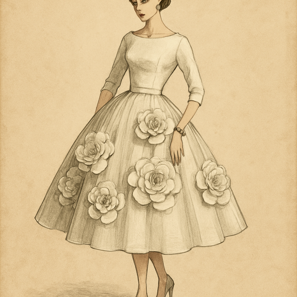 دامنش بلند تر و لباس سفید روی دامن گلای پارچه ای بزرگ
دامنش بلند تر و لباس سفید روی دامن گلای پارچه ای بزرگ , vintage style