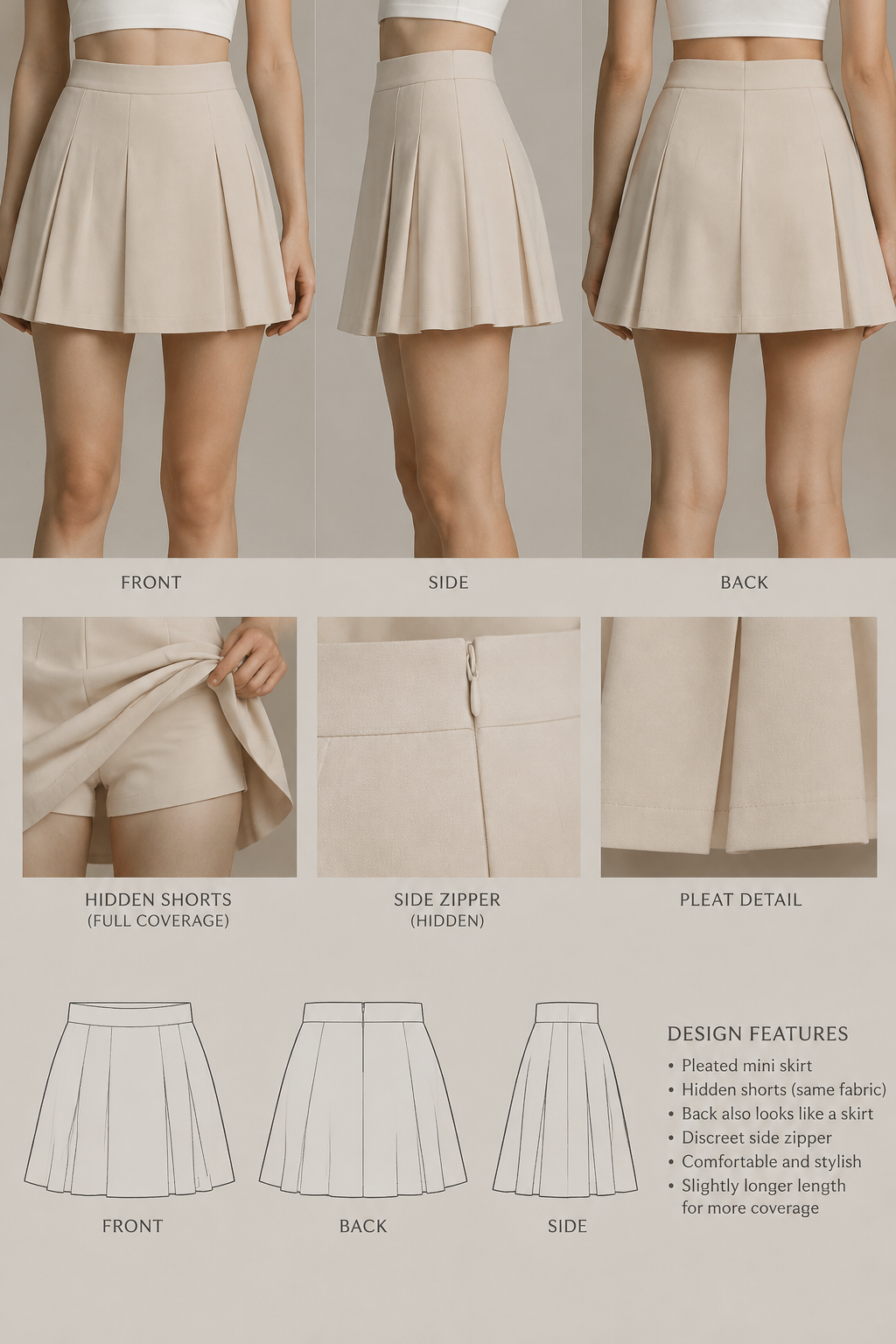 short skirt with hidden shorts under, liitle bit longer lenght, and i dont what that behinde its like shortsm, this should be also like skirt
short skirt with hidden shorts under, liitle bit longer lenght, and i dont what that behinde its like shortsm, this should be also like skirt