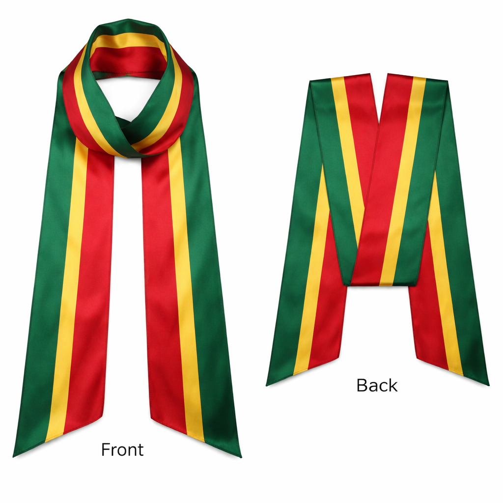 Design a silk scarf that is 13x 150cm using colors from the Portugal flag. No logos. Just classic longitudinal stripes
Design a silk scarf that is 13x 150cm using colors from the Portugal flag. No logos. Just classic longitudinal stripes, classic style, show front and back