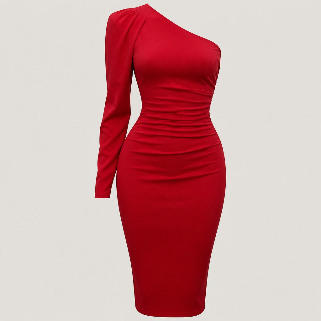 A Female Dress design, suitable for Winter. one shoulder strap red medium tight dress. South Africa fashion aesthetics.
photorealistic fashion design, A Female Dress design, suitable for Winter. one shoulder strap red medium tight dress. South Africa fashion aesthetics., just the design no text
