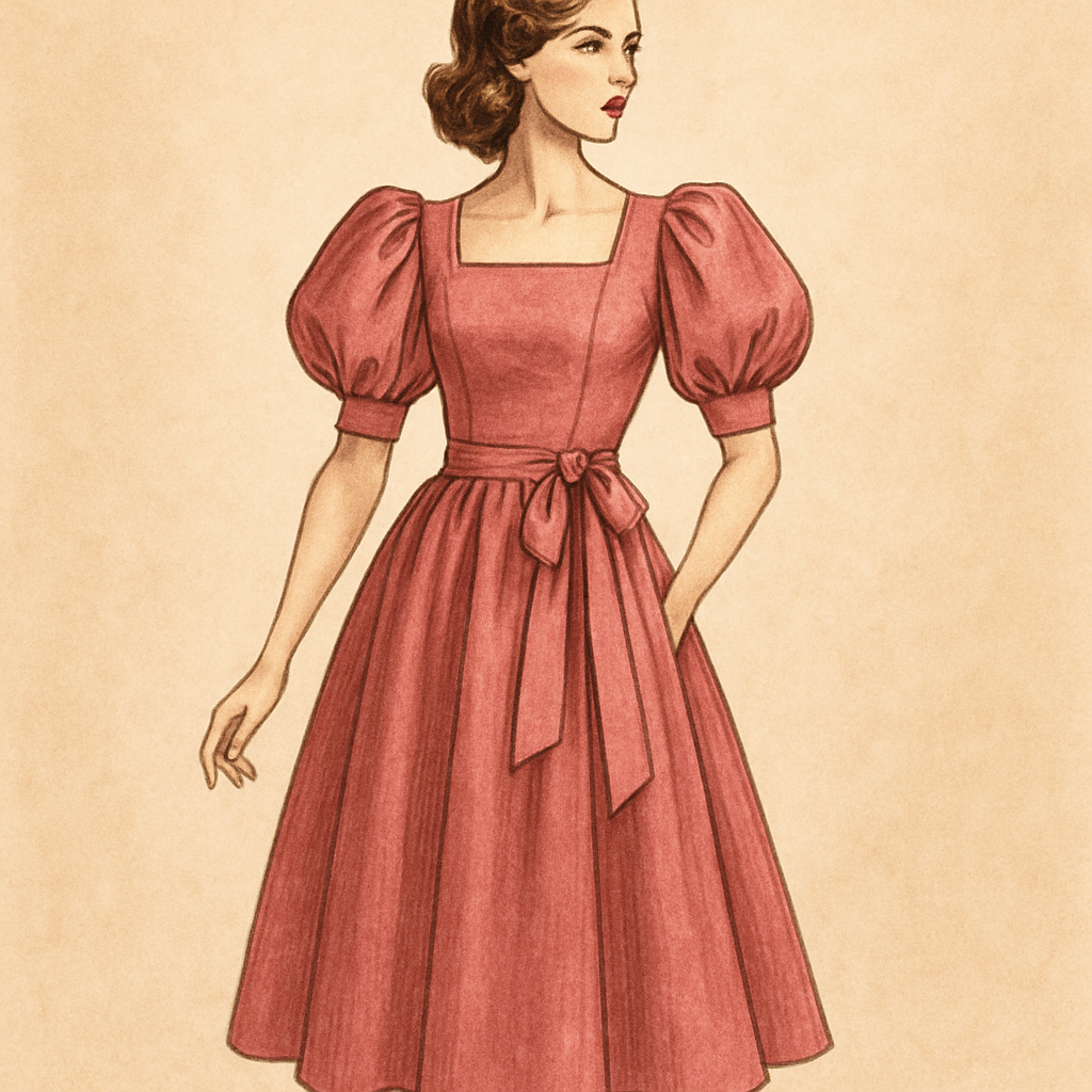 Mid length dress puffed sleeves
Mid length dress puffed sleeves, vintage style