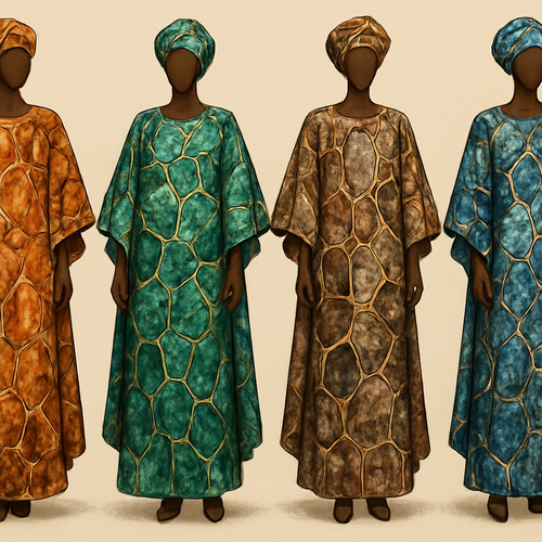 Create me shadda boubou that's first in the world, using unique stone design, classy and sophisticated. Keep me 4 designs.