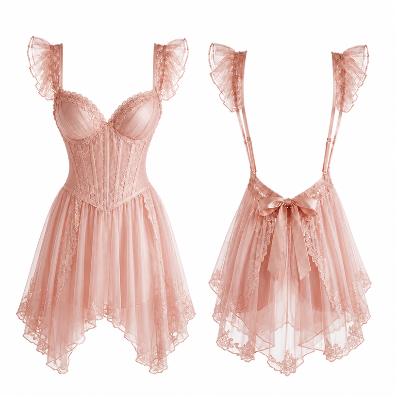 Add some lace detailing
edit the attached fashion design with these instructions: Add some lace detailing. keep it photorealistic, just the design no text