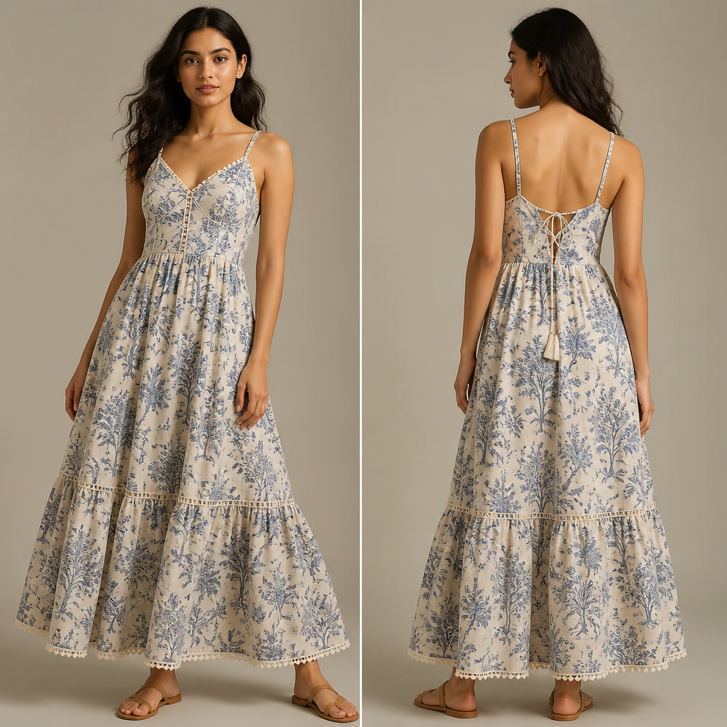 A Female Dress design, for Casual, suitable for Summer, in Elegant style. like cool nice. India fashion aesthetics.
photorealistic fashion design, A Female Dress design, for Casual, suitable for Summer, in Elegant style. like cool nice. India fashion aesthetics., elegant style, just the design no text, show front and back