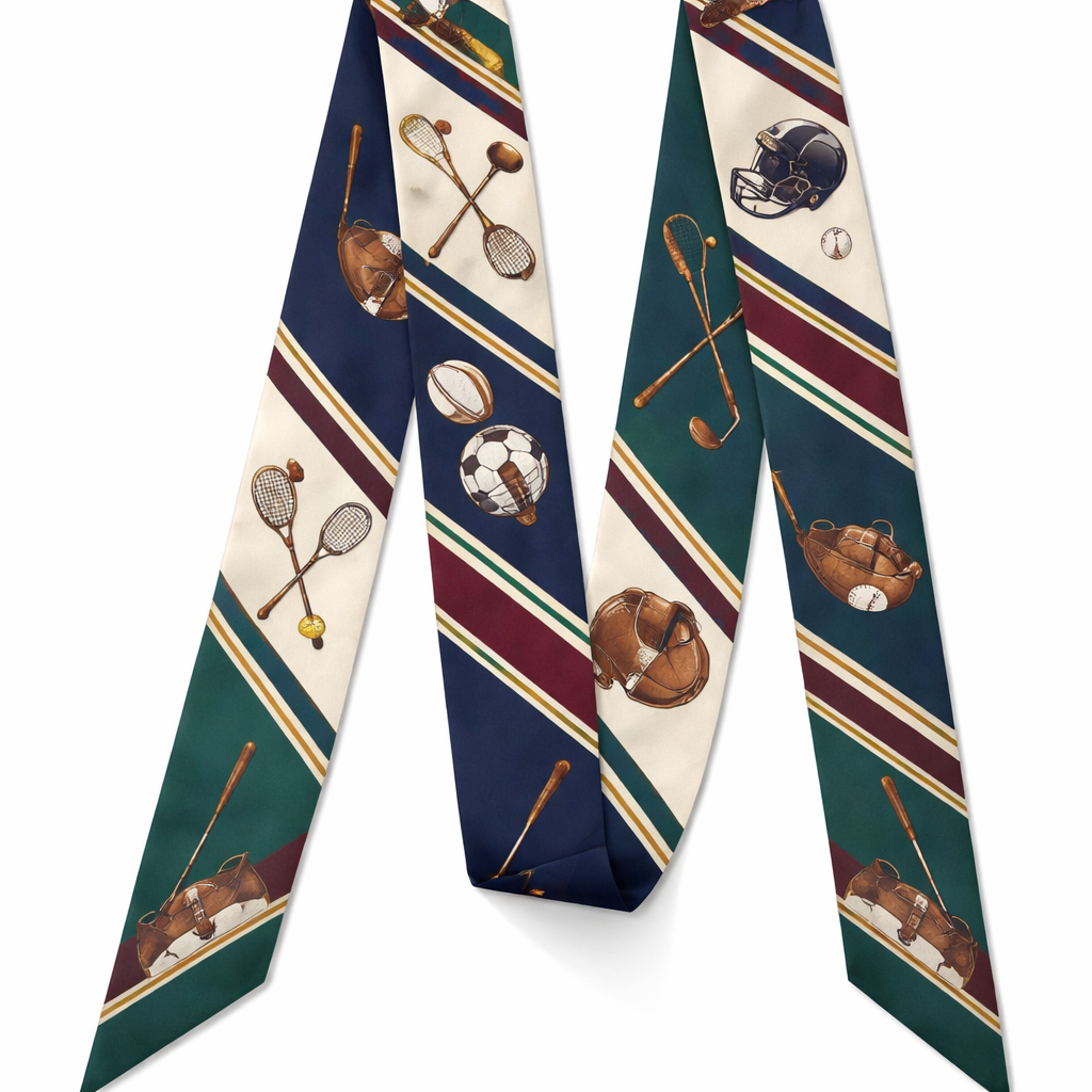 Design a silk scarf that is 5 x 86cm that wraps around a handle of a handbag
The scarf is for the 2026 world cup and will be worn in the host city of Kansas City, MO. Design something with no words or logos. No fan merch
. American Sporting Heritage
Classic American preppy silk twilly inspired by traditional sporting scarves, collegiate elegance, and timeless country-club style—refined, understated, and archival
Design a silk scarf that is 5 x 86cm that wraps around a handle of a handbag
The scarf is for the 2026 world cup and will be worn in the host city of Kansas City, MO. Design something with no words or logos. No fan merch
. American Sporting Heritage
Classic American preppy silk twilly inspired by traditional sporting scarves, collegiate elegance, and timeless country-club style—refined, understated, and archival, classic style, show front and back