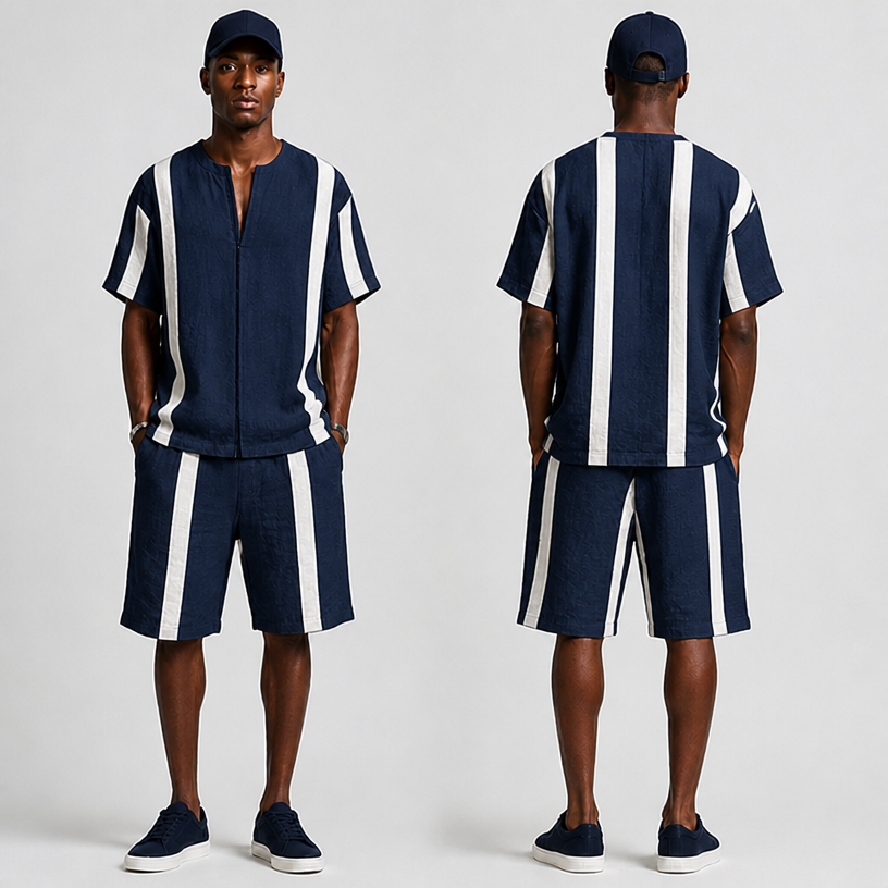 Make this in navy and white
edit the attached fashion design with these instructions: Make this in navy and white. keep it photorealistic, just the design no text