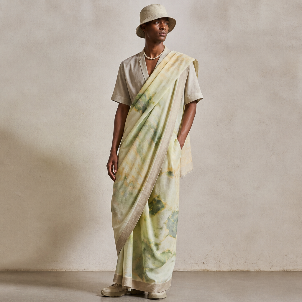 A Unisex Saree design, suitable for Spring, in Active style. a bucket hat that looks good and great both seasons. South Africa fashion aesthetics. Present it as professional fashion catalogue photography: the garment is the subject, shown full-length with editorial styling, neutral posing and tasteful, non-suggestive framing.
photorealistic fashion design, A Unisex Saree design, suitable for Spring, in Active style. a bucket hat that looks good and great both seasons. South Africa fashion aesthetics. Present it as professional fashion catalogue photography: the garment is the subject, shown full-length with editorial styling, neutral posing and tasteful, non-suggestive framing., active style, just the design no text