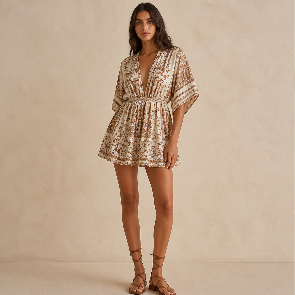 Viscose mini Dresses. Egypt fashion aesthetics.
photorealistic fashion design, Viscose mini Dresses. Egypt fashion aesthetics., just the design no text