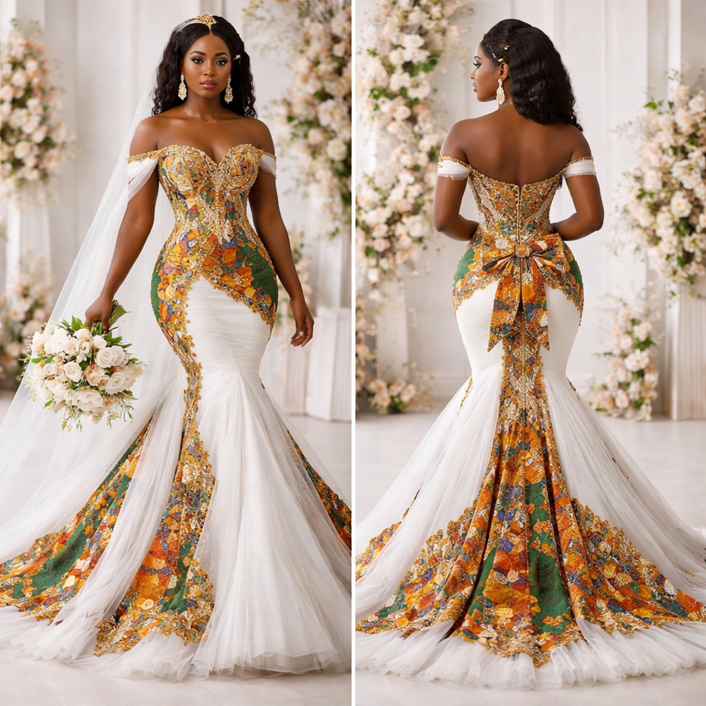 Africa bridal dress
Africa bridal dress , show front and back