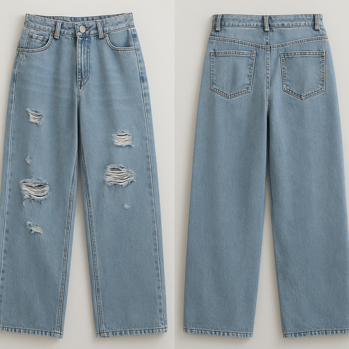 Jeans loose pants with some scretches