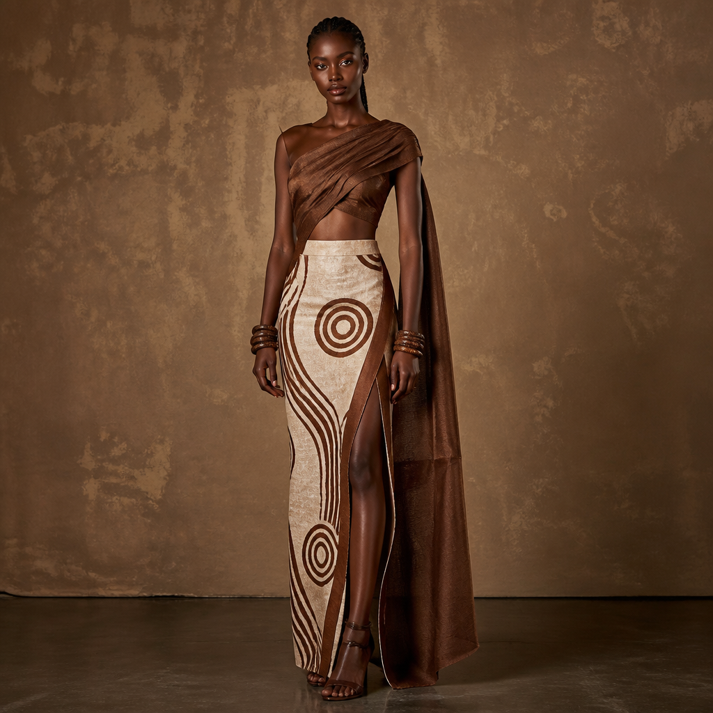 put makeup. Kenya fashion aesthetics.
photorealistic fashion design, put makeup. Kenya fashion aesthetics., just the design no text
