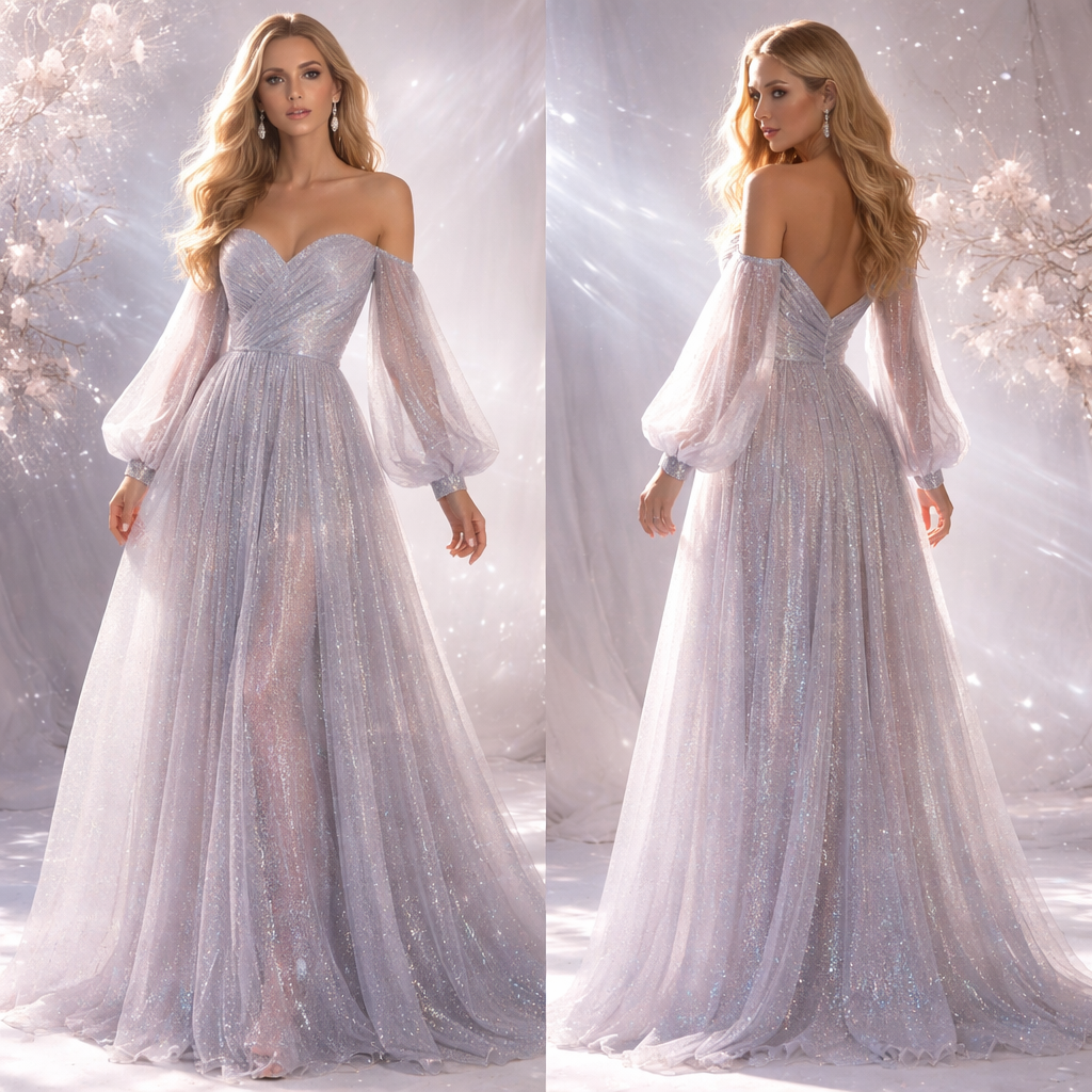 Maxi dress off the shoulder. Pulls under the bust. Ethereal. Colour of stardust
Maxi dress off the shoulder. Pulls under the bust. Ethereal. Colour of stardust
, glamorous style, show front and back