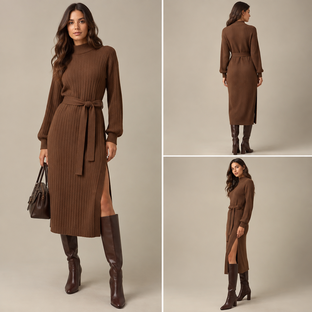 A Female Dress design, suitable for Fall. Consider American fashion — diverse and trend-driven, casual-cool, athleisure influence, regional variety from NYC sophistication to LA relaxed. Current season is Autumn in United States. Present it as professional fashion catalogue photography: the garment is the subject, shown full-length with editorial styling, neutral posing and tasteful, non-suggestive framing.
photorealistic fashion design, A Female Dress design, suitable for Fall. Consider American fashion — diverse and trend-driven, casual-cool, athleisure influence, regional variety from NYC sophistication to LA relaxed. Current season is Autumn in United States. Present it as professional fashion catalogue photography: the garment is the subject, shown full-length with editorial styling, neutral posing and tasteful, non-suggestive framing., just the design no text