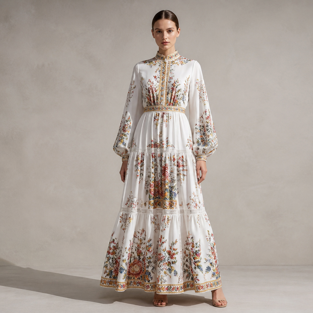 A Female Dress design, suitable for Summer. Consider Russian fashion — fur and layering traditions, bold patterns, mix of European elegance and Slavic folk motifs. Current season is Summer in Russia. Present it as professional fashion catalogue photography: the garment is the subject, shown full-length with editorial styling, neutral posing and tasteful, non-suggestive framing.
photorealistic fashion design, A Female Dress design, suitable for Summer. Consider Russian fashion — fur and layering traditions, bold patterns, mix of European elegance and Slavic folk motifs. Current season is Summer in Russia. Present it as professional fashion catalogue photography: the garment is the subject, shown full-length with editorial styling, neutral posing and tasteful, non-suggestive framing., just the design no text