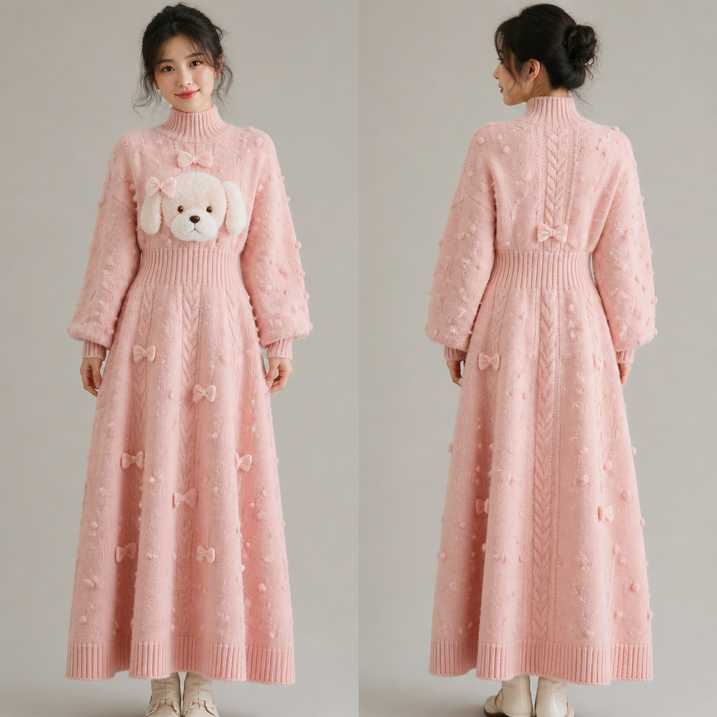 A Female Dress design, suitable for Winter, in Kawaii style. roupa de lã de cachorro. Brazil fashion aesthetics. Design with modest coverage.
photorealistic fashion design, A Female Dress design, suitable for Winter, in Kawaii style. roupa de lã de cachorro. Brazil fashion aesthetics. Design with modest coverage., kawaii style, just the design no text