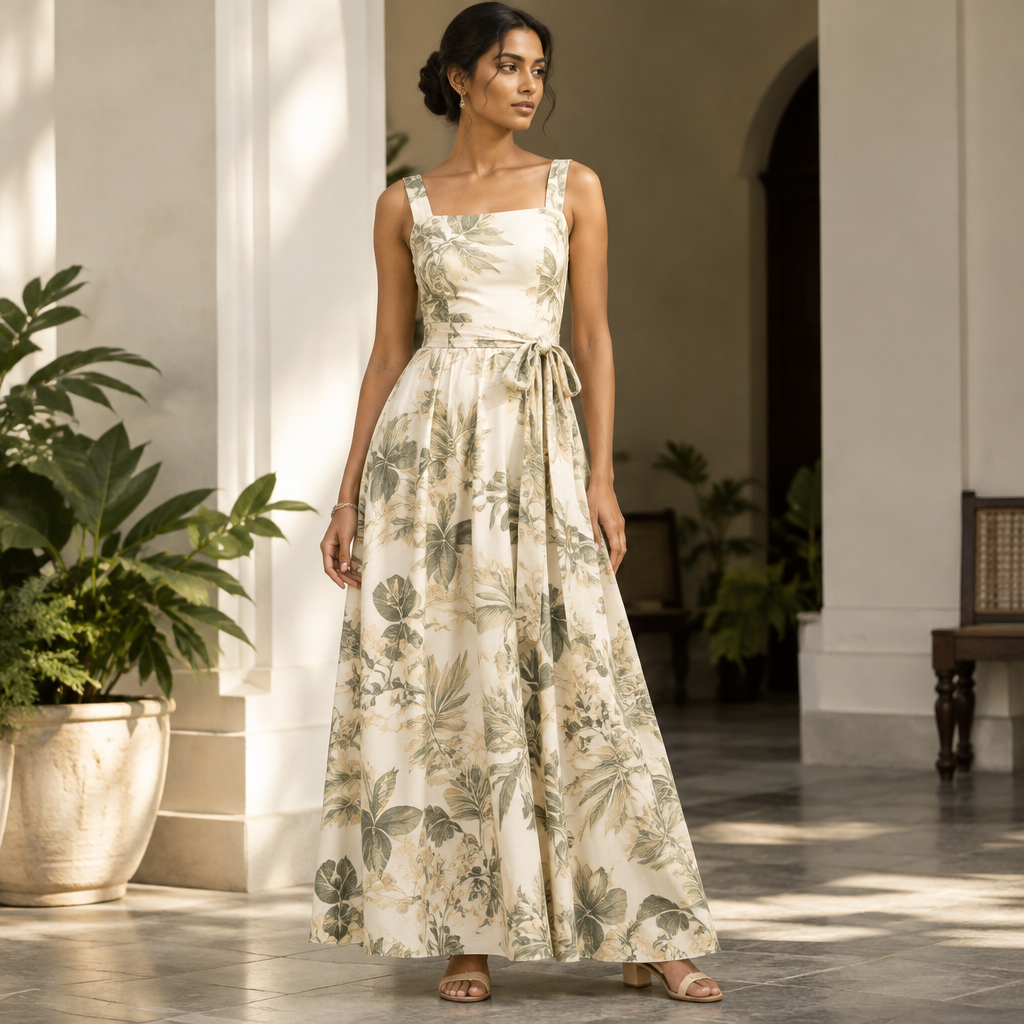 A Female Dress design, suitable for Summer, in Classic style. Sri Lanka fashion aesthetics. Present it as professional fashion catalogue photography: the garment is the subject, shown full-length with editorial styling, neutral posing and tasteful, non-suggestive framing.
photorealistic fashion design, A Female Dress design, suitable for Summer, in Classic style. Sri Lanka fashion aesthetics. Present it as professional fashion catalogue photography: the garment is the subject, shown full-length with editorial styling, neutral posing and tasteful, non-suggestive framing., classic style, just the design no text