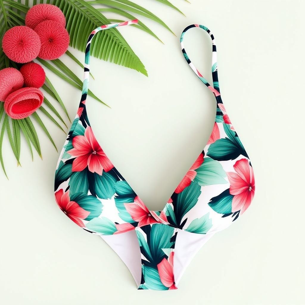 Bikini swimwear style Zimmerman no ruffles
Design an elegant bikini swimwear set in the luxurious style of Zimmerman, featuring a sleek, minimalistic silhouette without ruffles. Incorporate vibrant tropical prints and lightweight, breathable fabrics perfect for resort wear. Add unique cut-out details and delicate, adjustable straps, ensuring both comfort and style for sun-soaked beach days or poolside lounging.