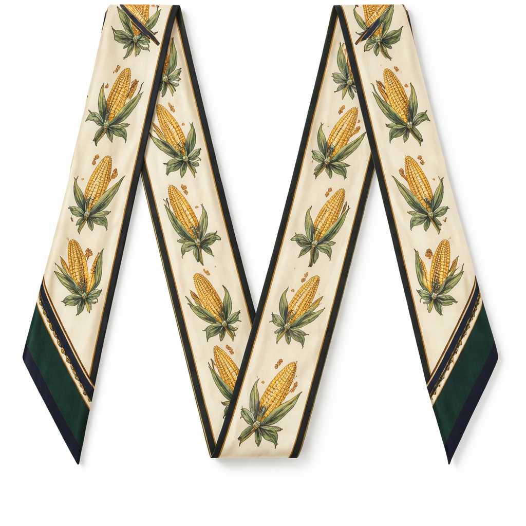 Design silk twilly 5x86cm with oblique edges
Super simple and tailored corn pattern. With a Ralph Lauren look but a feminine touch
Design silk twilly 5x86cm with oblique edges
Super simple and tailored corn pattern. With a Ralph Lauren look but a feminine touch, classic style, show front and back