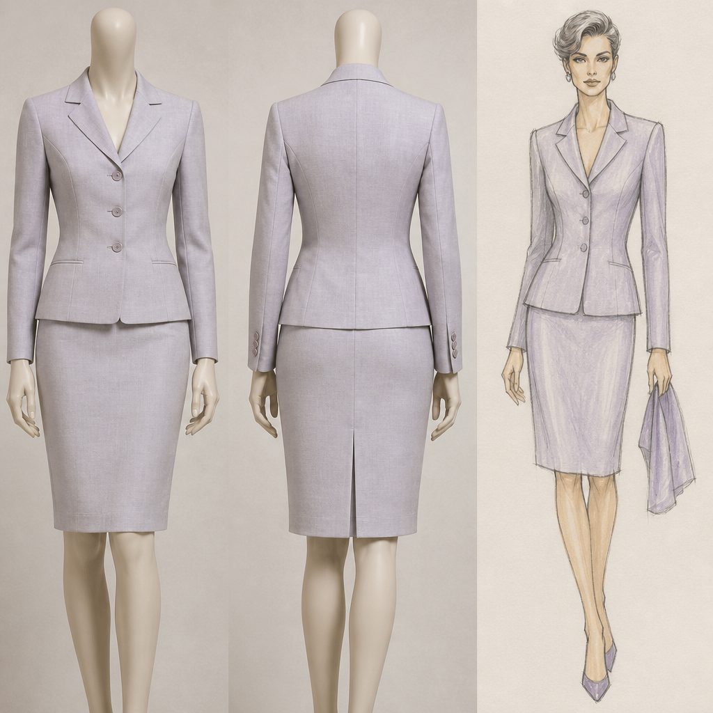 Make it spring and summer collection 1995 make it a skirt suit
photorealistic fashion design, Make it spring and summer collection 1995 make it a skirt suit, business style, just the design no text