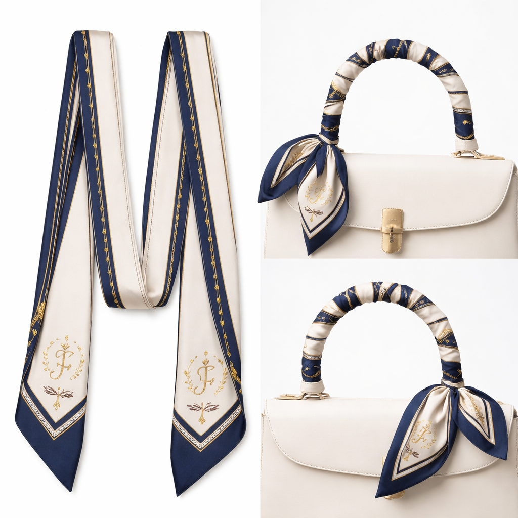 Design a silk scarf thanks 5x 86cm to be wrapped on the handle of a purse.
This is for a collegiate graduation ceremony. No logos or any school relation. Let’s make it simple and tailored. Let’s have JF be the initials. It’s like a sorority social club. Sophisticated and Jolie Franc edition
Design a silk scarf thanks 5x 86cm to be wrapped on the handle of a purse.
This is for a collegiate graduation ceremony. No logos or any school relation. Let’s make it simple and tailored. Let’s have JF be the initials. It’s like a sorority social club. Sophisticated and Jolie Franc edition, classic style, show front and back