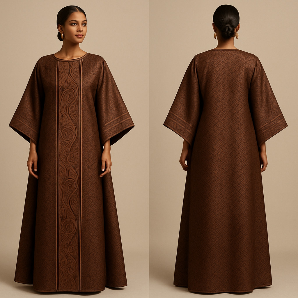 Create a shadda boubou for women that's the first of its kind, unique, classy, and sophisticated in design.
Create a shadda boubou for women that's the first of its kind, unique, classy, and sophisticated in design., show front and back