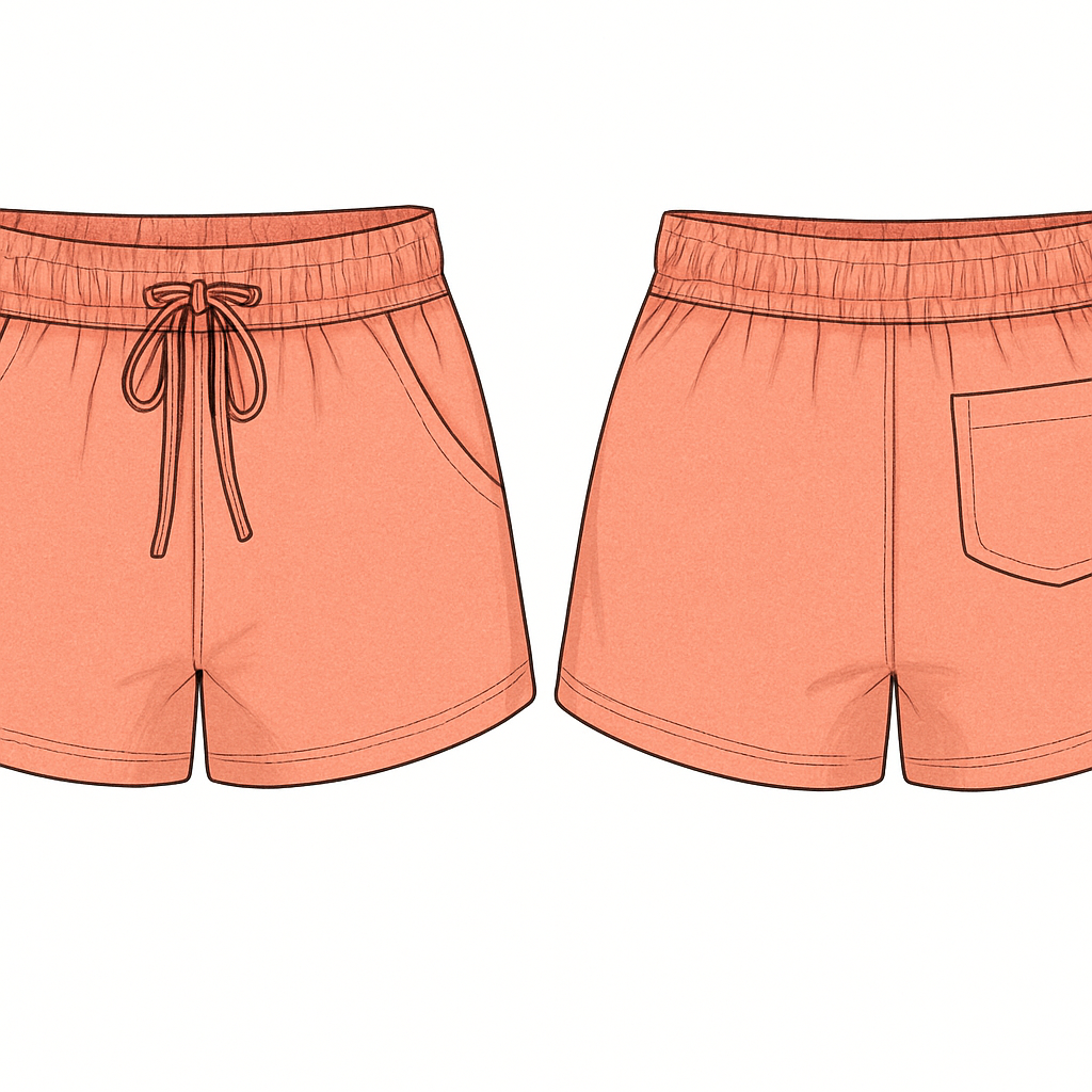Create me shorts that fit girls with undershorts and draw strings and pockets
Create me shorts that fit girls with undershorts and draw strings and pockets
, show front and back